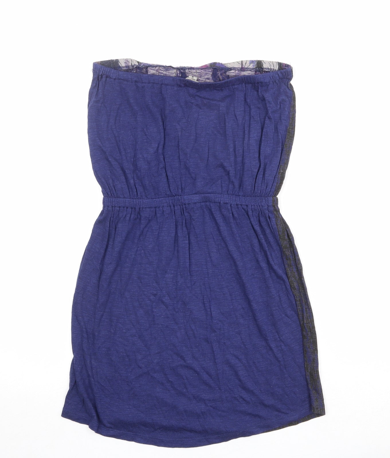 Ecote Womens Blue Geometric Viscose Mini Size S Off the Shoulder Pullover - Feathers Print