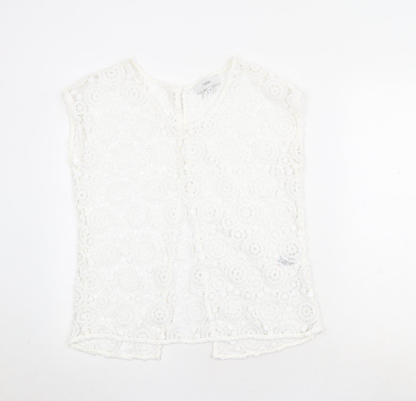 NEXT Womens White Polyester Basic Blouse Size 10 Round Neck