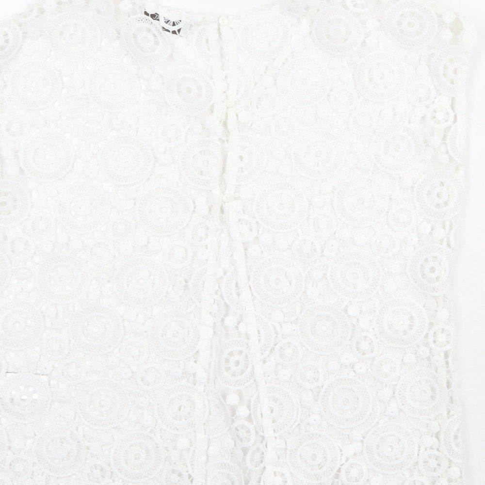 NEXT Womens White Polyester Basic Blouse Size 10 Round Neck