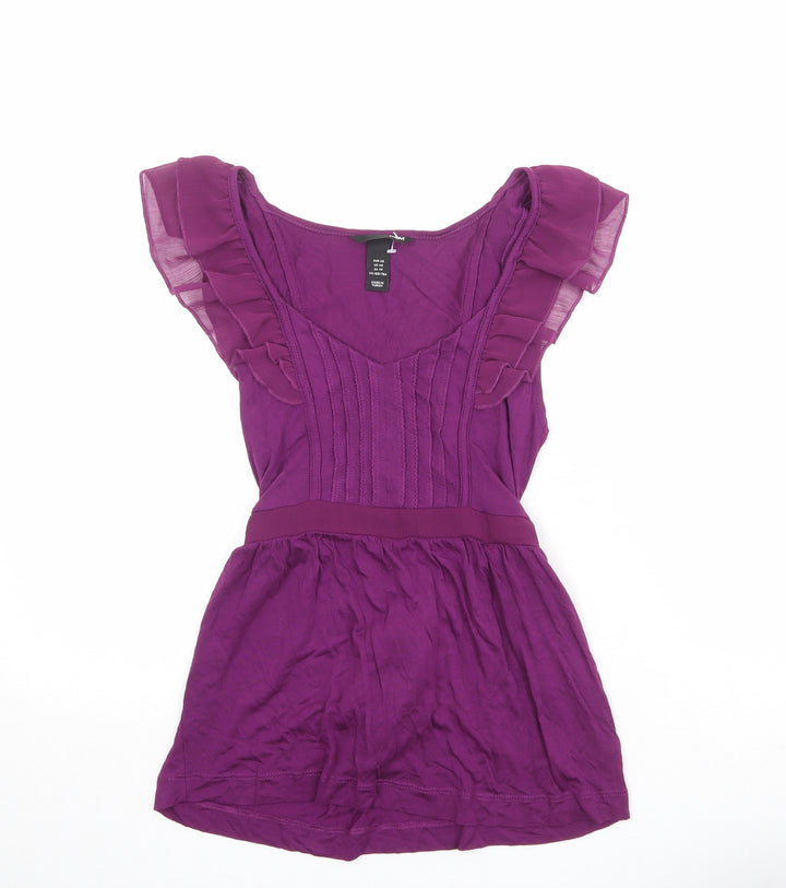 H&M Womens Purple Viscose Basic Blouse Size XS V-Neck