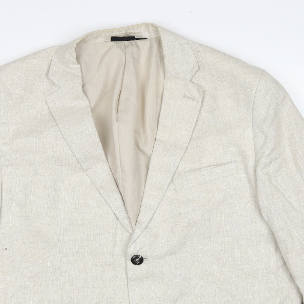 Livergy Mens Beige Linen Jacket Suit Jacket Size 44 Regular