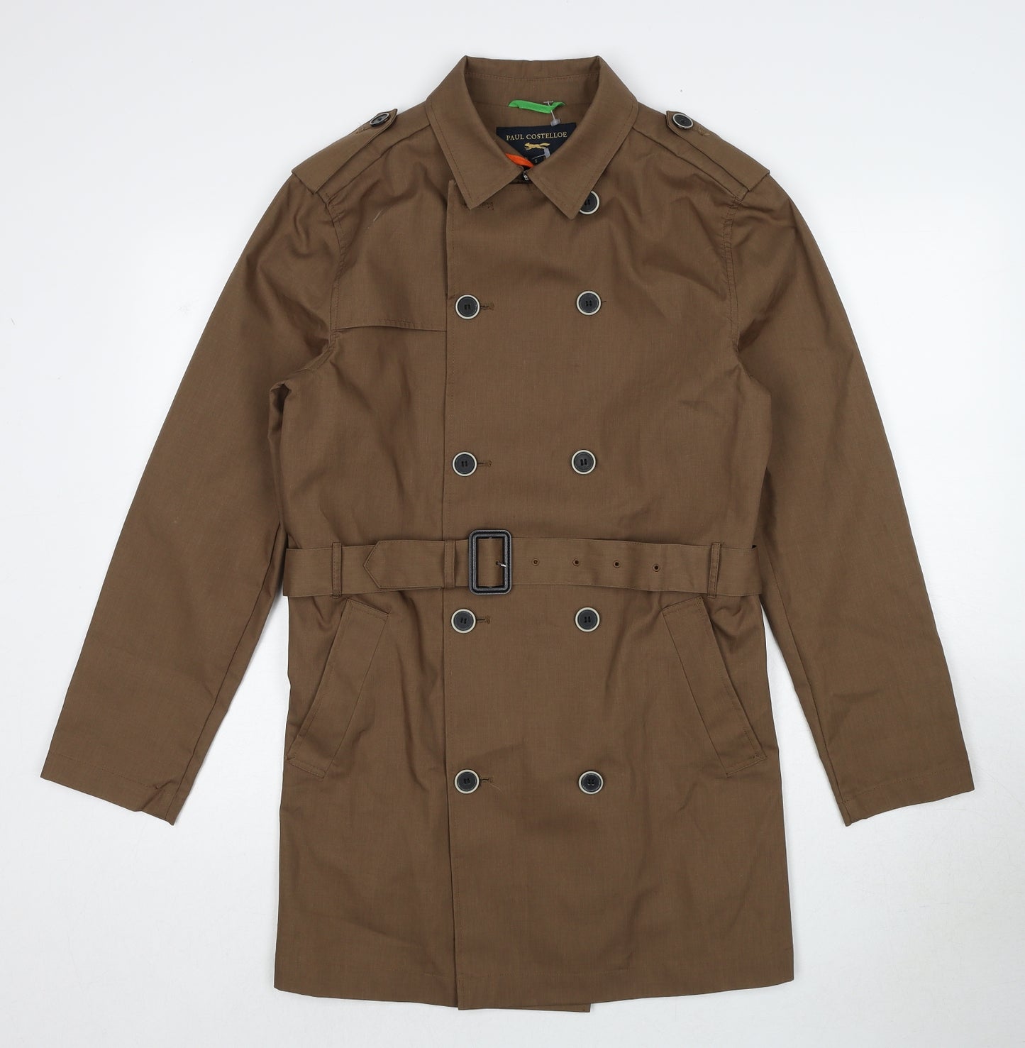 Paul Costelloe Womens Brown Pea Coat Coat Size S Button