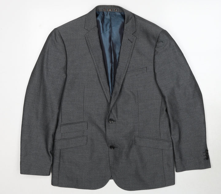 Harry Brown Mens Grey Polyester Jacket Suit Jacket Size 40 Regular