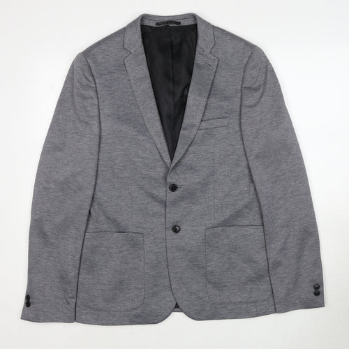 Burton Mens Grey Polyester Jacket Blazer Size 38 Regular