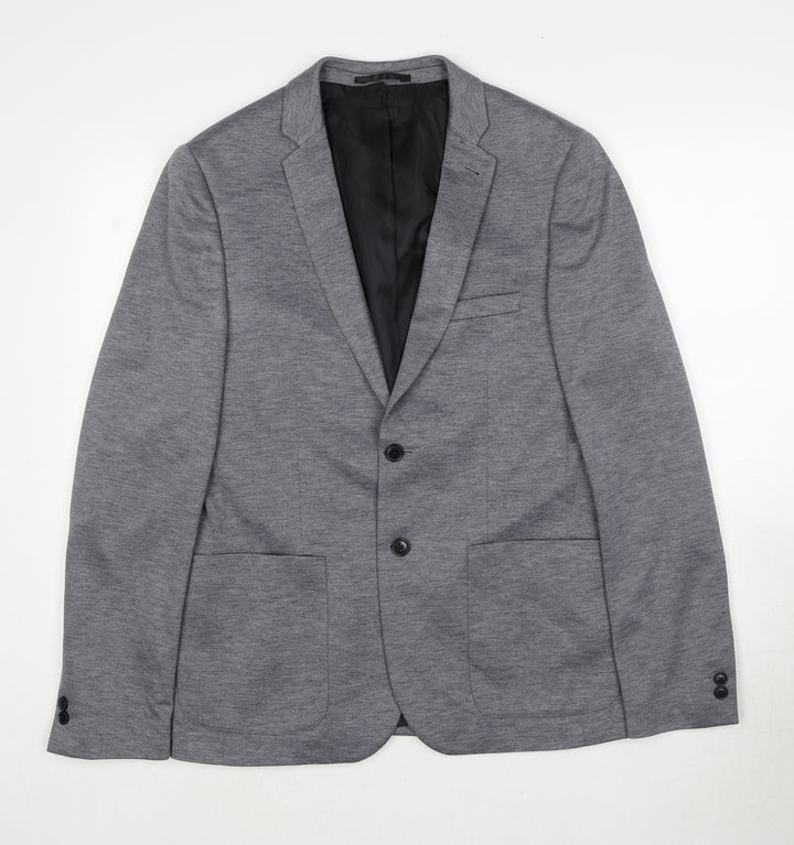 Burton Mens Grey Polyester Jacket Blazer Size 38 Regular