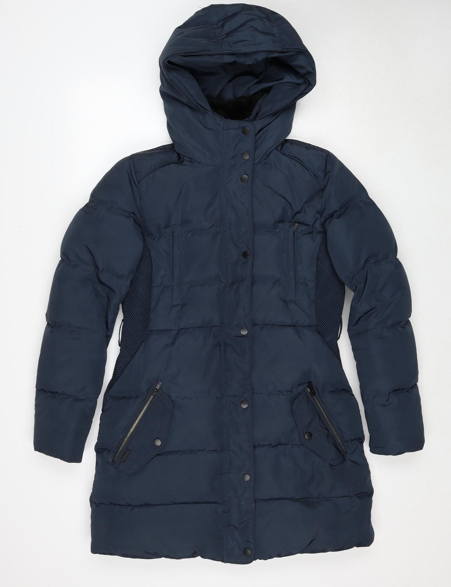 Pepe Jeans London Womens Blue Quilted Coat Size M Zip