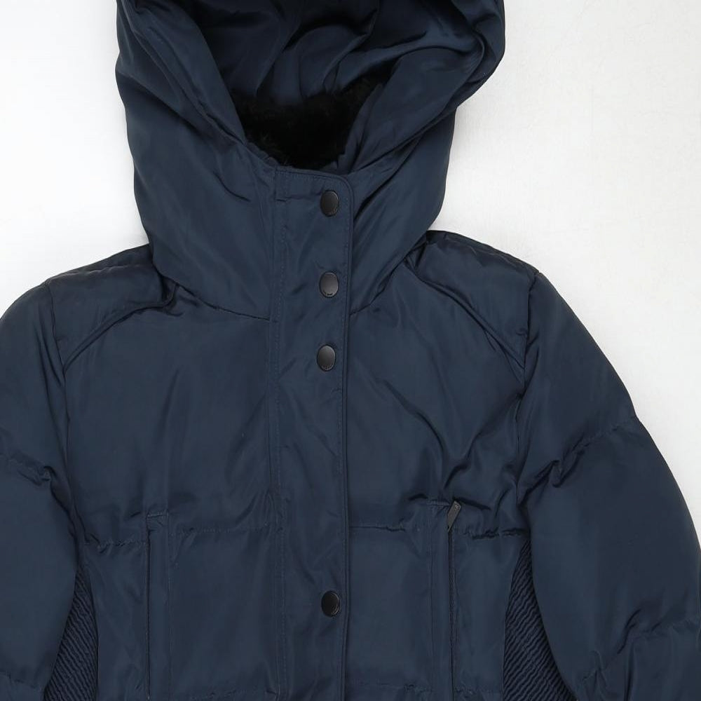 Pepe Jeans London Womens Blue Quilted Coat Size M Zip
