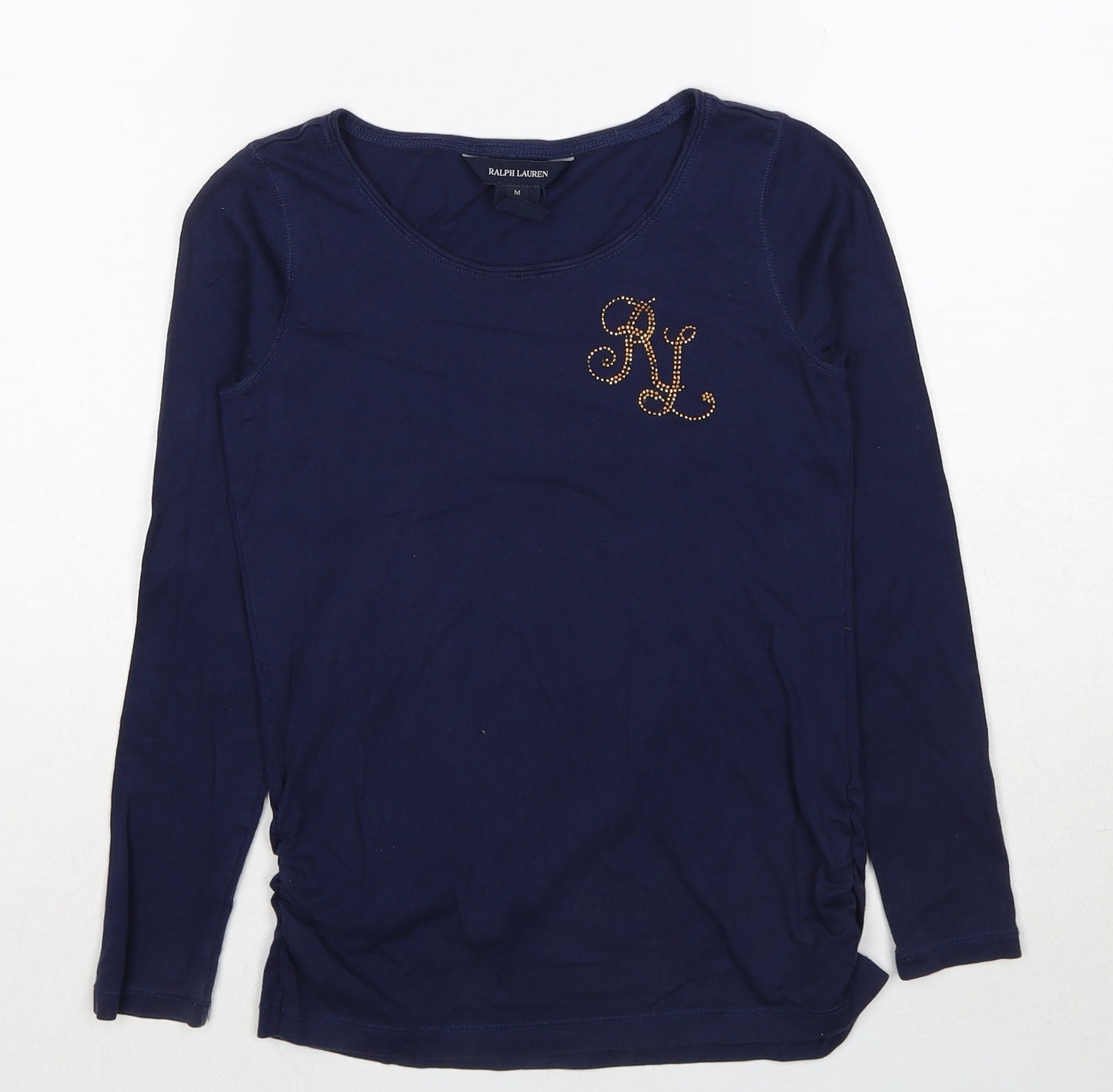 Ralph Lauren Womens Blue Cotton Basic T-Shirt Size M Round Neck