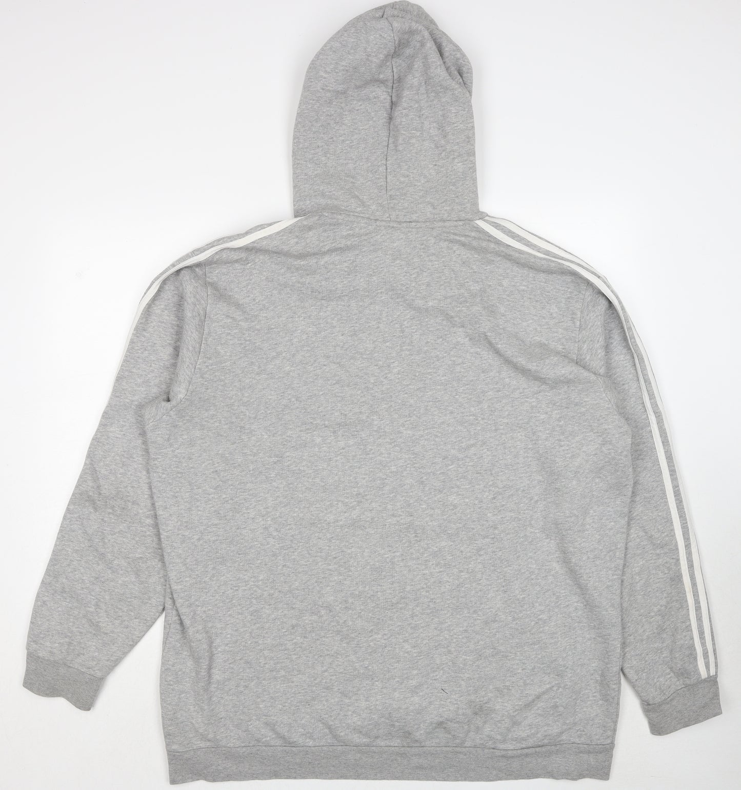 adidas Mens Grey Cotton Pullover Hoodie Size 2XL