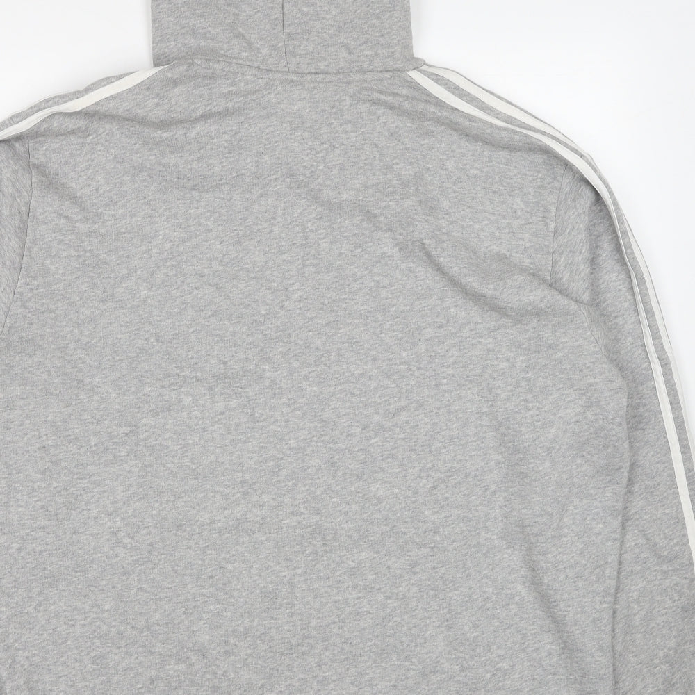 adidas Mens Grey Cotton Pullover Hoodie Size 2XL