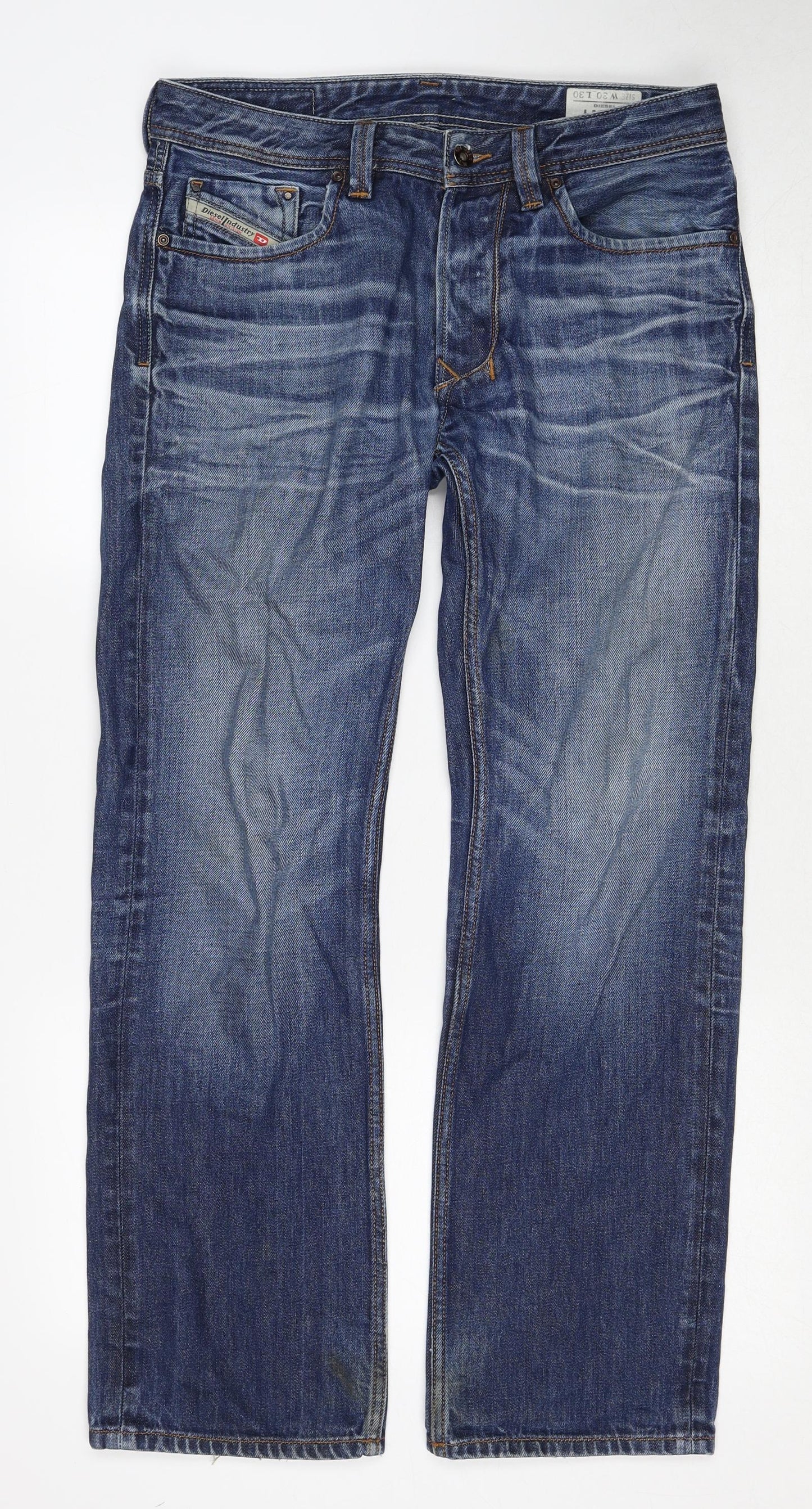 Diesel Mens Blue Cotton Straight Jeans Size 30 in L30 in Regular Button