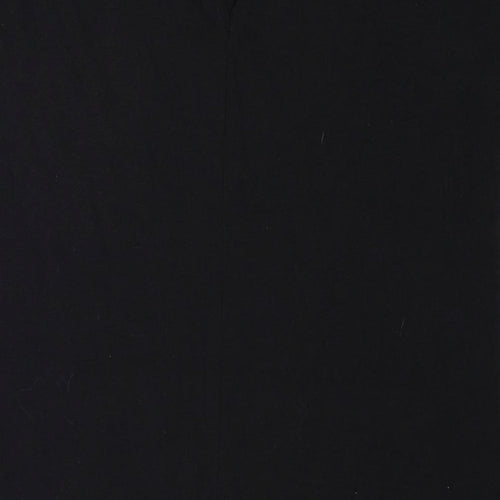 Garcia Womens Black Linen A-Line Size L Round Neck Button