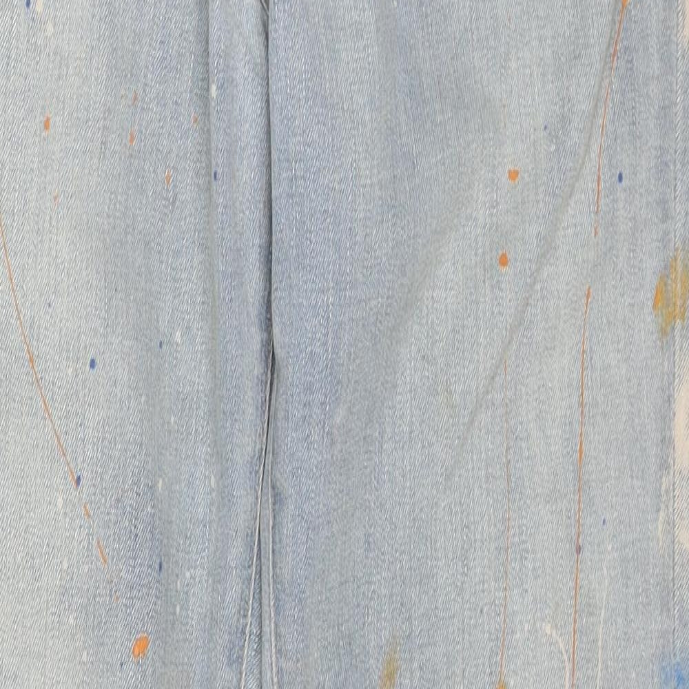 Polo Ralph Lauren Mens Blue Geometric Cotton Skinny Jeans Size 34 in Regular Zip - Paint Splatter Style