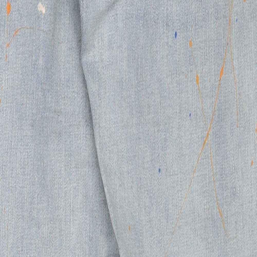 Polo Ralph Lauren Mens Blue Geometric Cotton Skinny Jeans Size 34 in Regular Zip - Paint Splatter Style