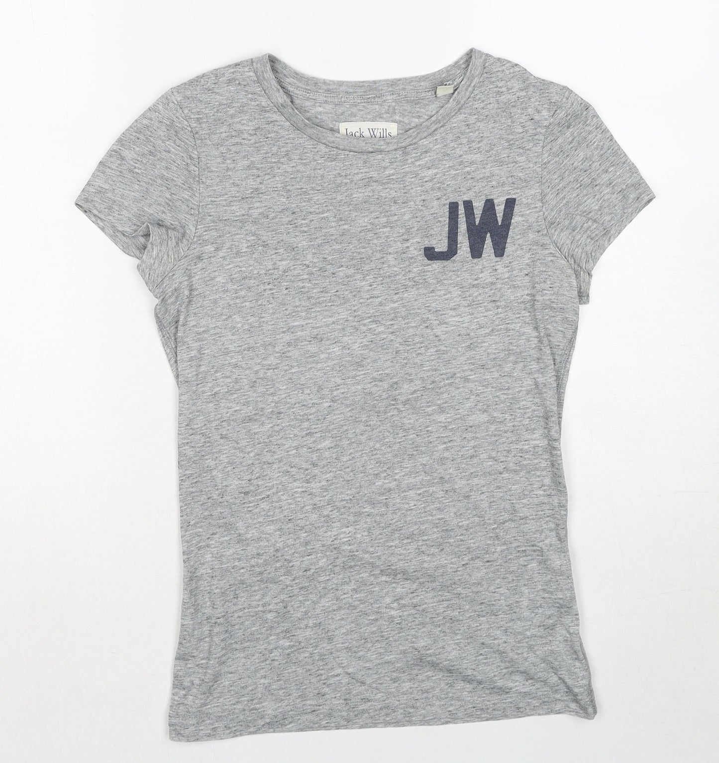 Jack Wills Womens Grey Cotton Basic T-Shirt Size 8 Round Neck - Jack Wills