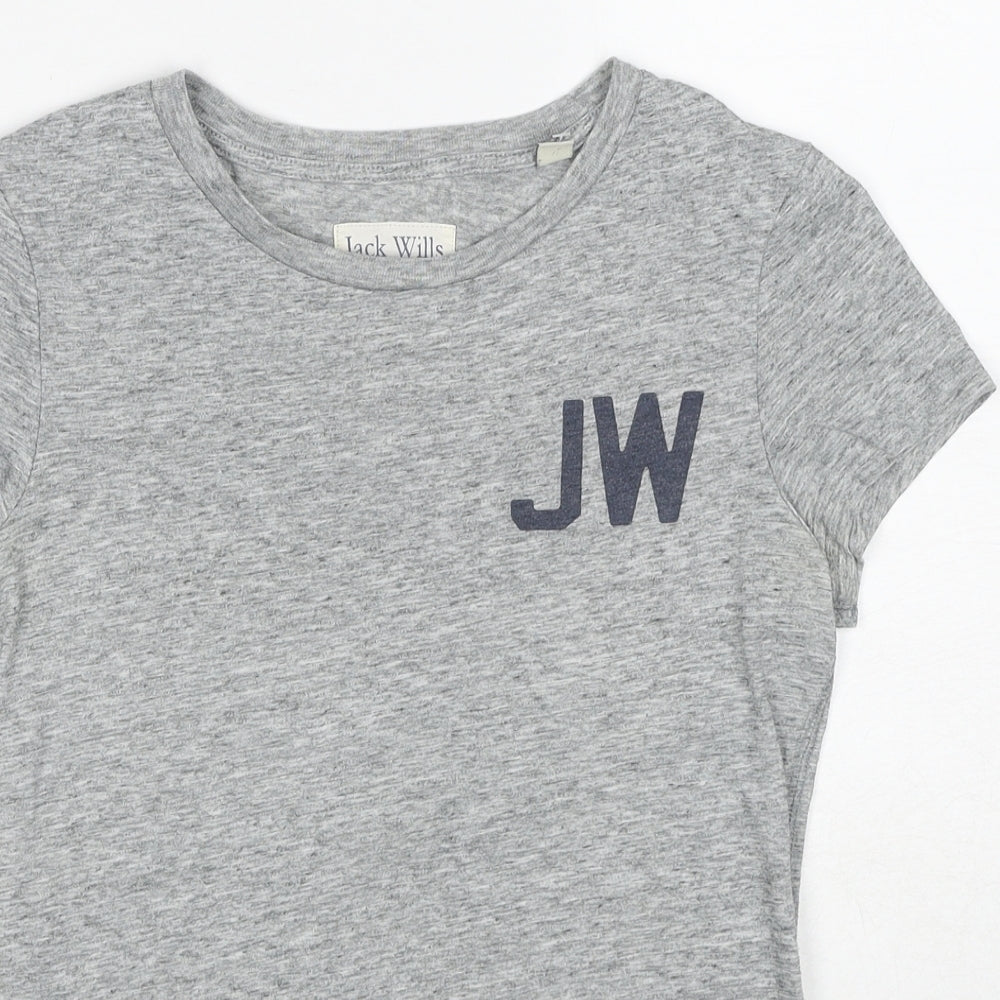 Jack Wills Womens Grey Cotton Basic T-Shirt Size 8 Round Neck - Jack Wills