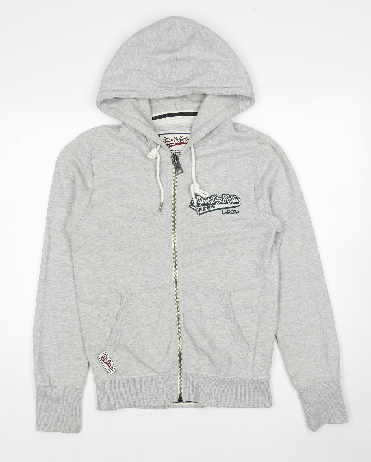 Superdry Womens Grey Cotton Full Zip Hoodie Size M Zip