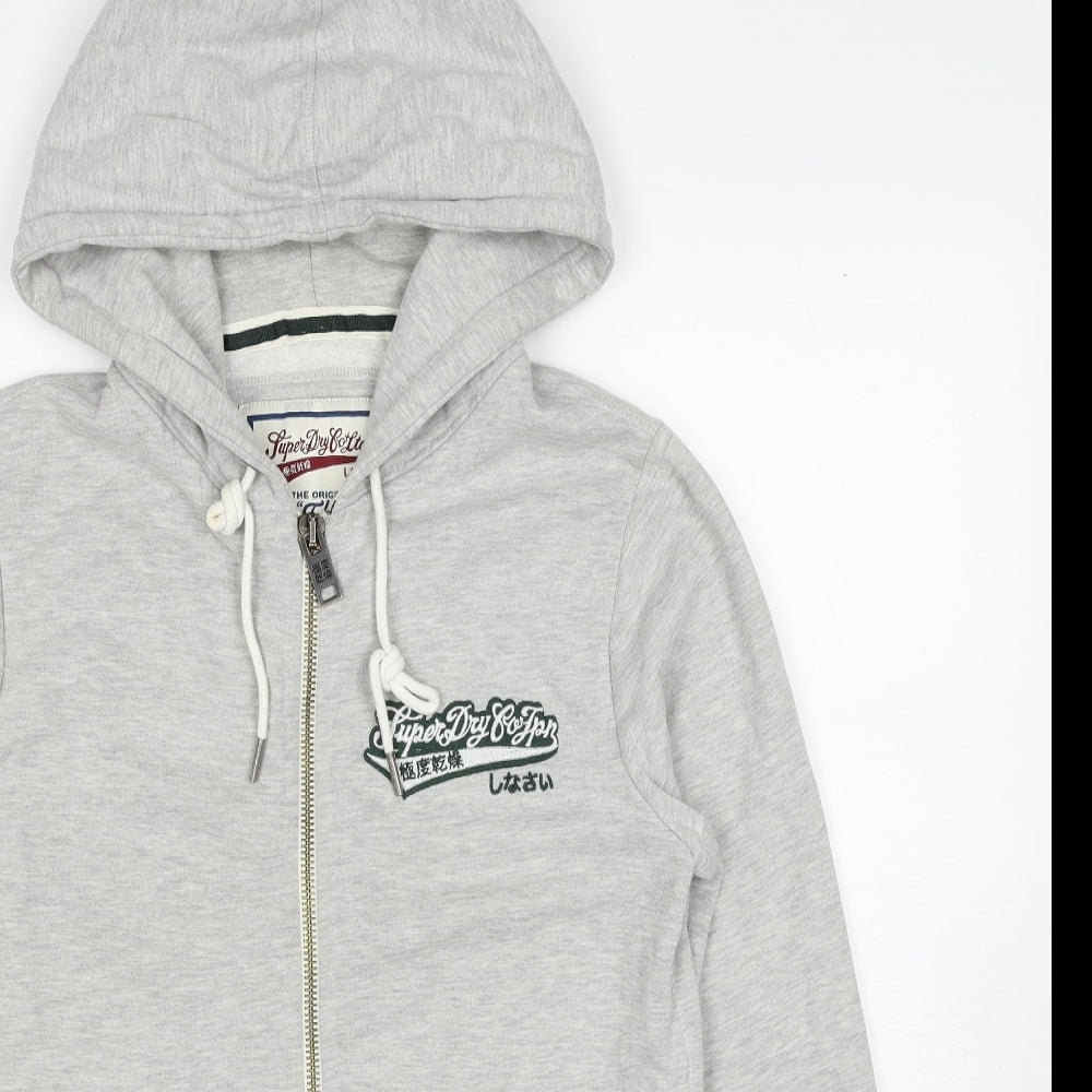 Superdry Womens Grey Cotton Full Zip Hoodie Size M Zip
