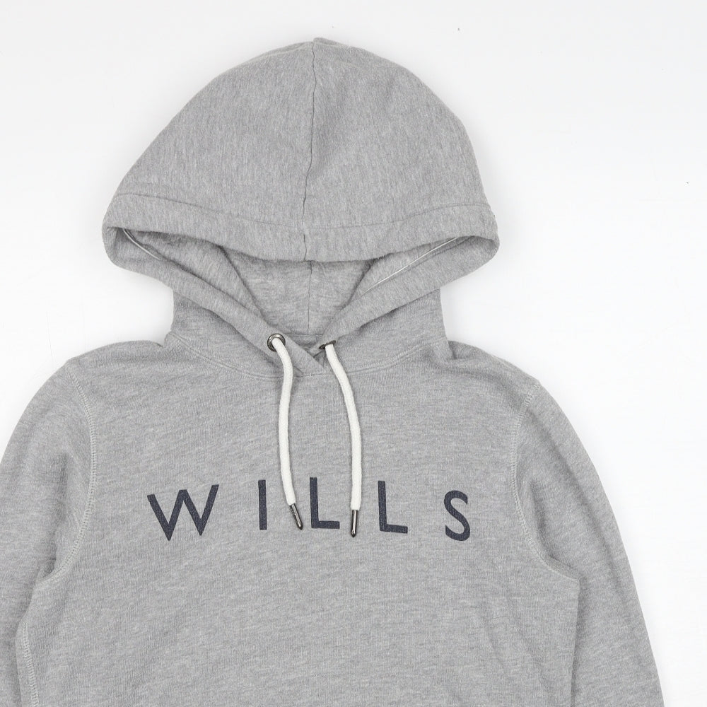 Jack Wills Womens Grey Cotton Pullover Hoodie Size 10 Pullover