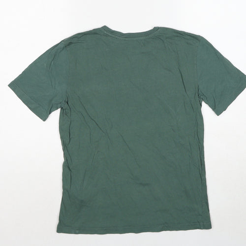 Lefties Boys Green Cotton Pullover T-Shirt Size 11-12 Years Crew Neck Pullover - Rock Dino