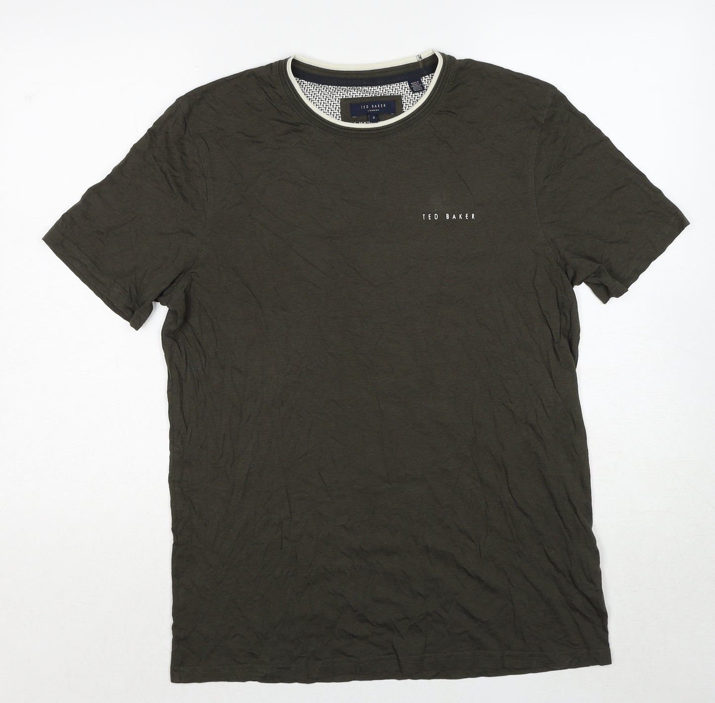 Ted Baker Mens Green Cotton T-Shirt Size L Round Neck