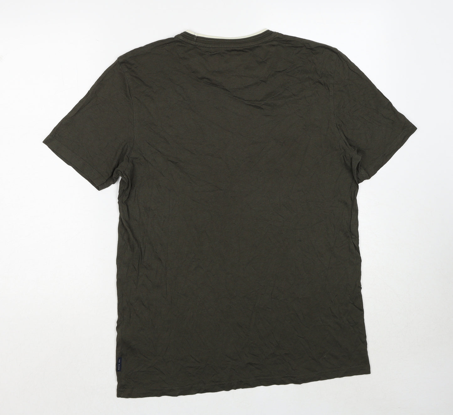 Ted Baker Mens Green Cotton T-Shirt Size L Round Neck