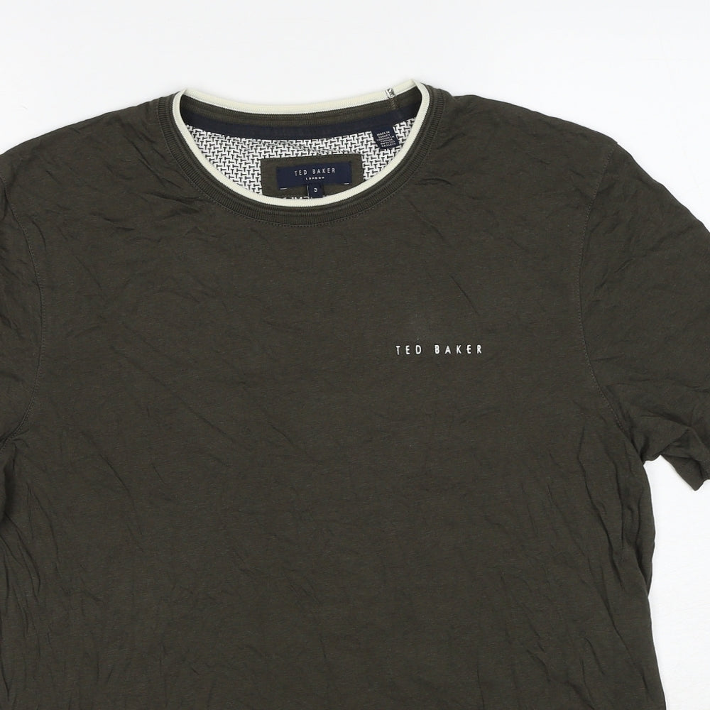 Ted Baker Mens Green Cotton T-Shirt Size L Round Neck