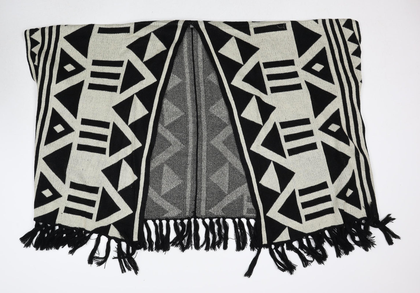 Debenhams Womens Black V-Neck Geometric Acrylic Pullover Jumper Size M