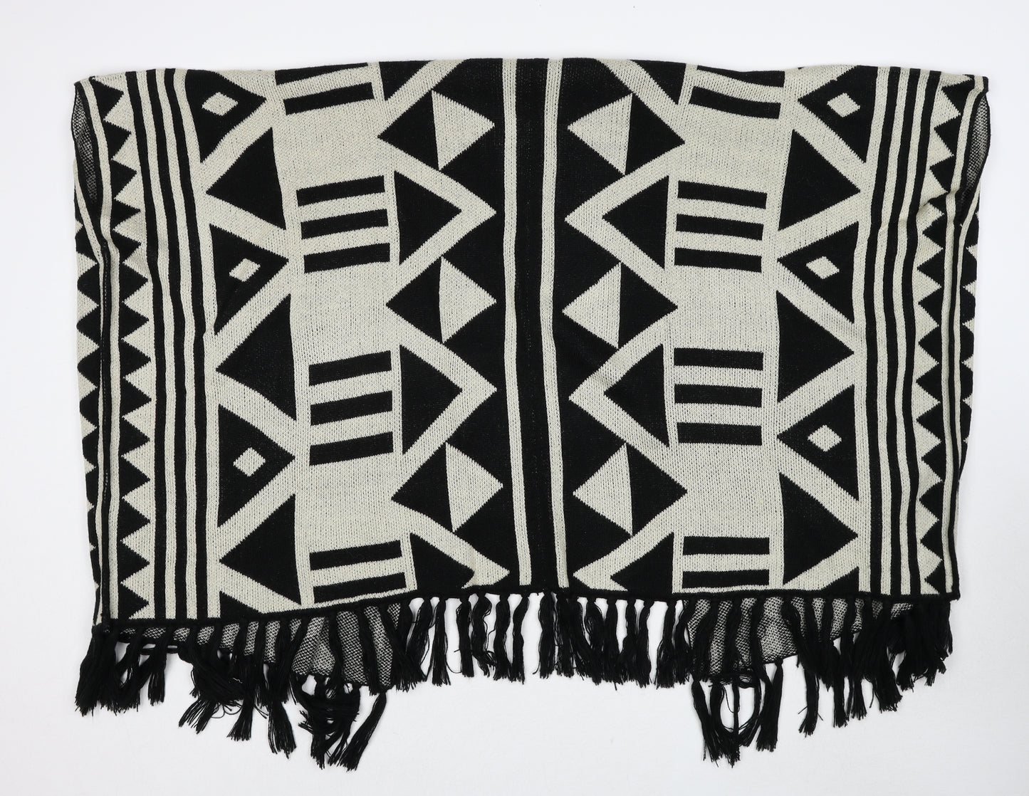 Debenhams Womens Black V-Neck Geometric Acrylic Pullover Jumper Size M