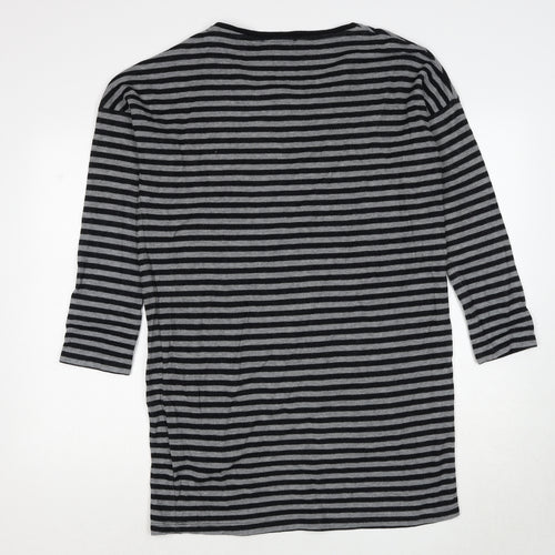 NEXT Womens Black Striped Cotton Jumper Dress Size 10 Round Neck Pullover