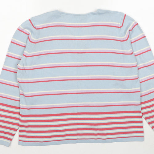 Marks and Spencer Womens Multicoloured V-Neck Striped Acrylic Pullover Jumper Size 20