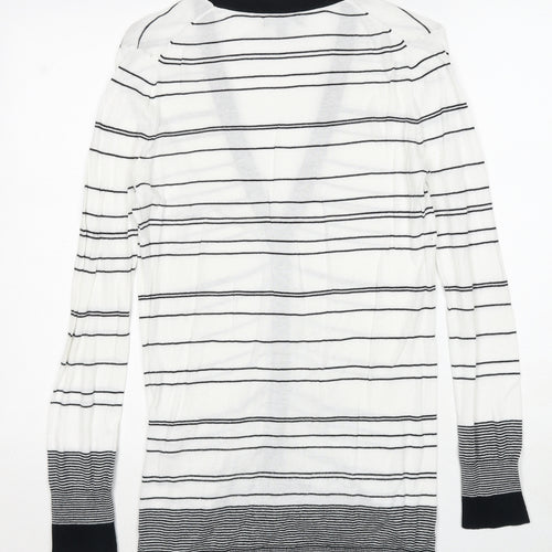 Gap Womens White V-Neck Striped Cotton Cardigan Jumper Size S