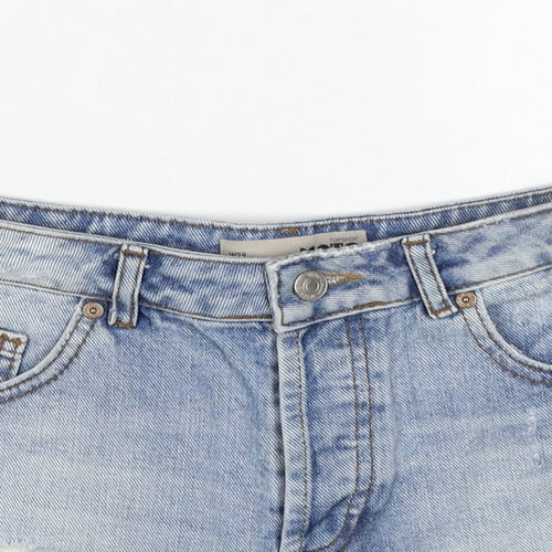 Topshop Womens Blue Cotton Cut-Off Shorts Size 28 in Regular Zip