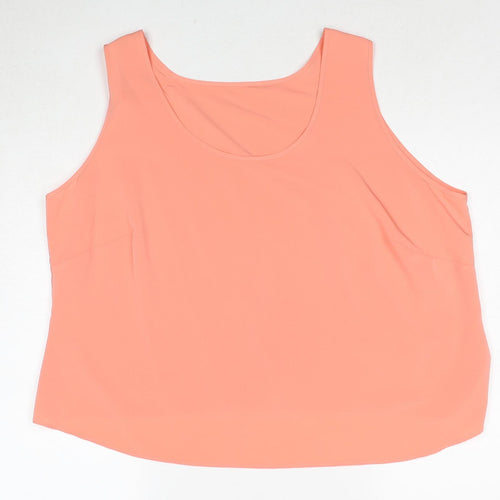 Marks and Spencer Womens Pink Polyester Basic Tank Size 22 Scoop Neck