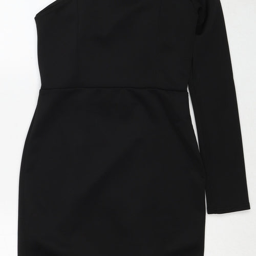ASOS Womens Black Polyester Mini Size 8 One Shoulder Pullover