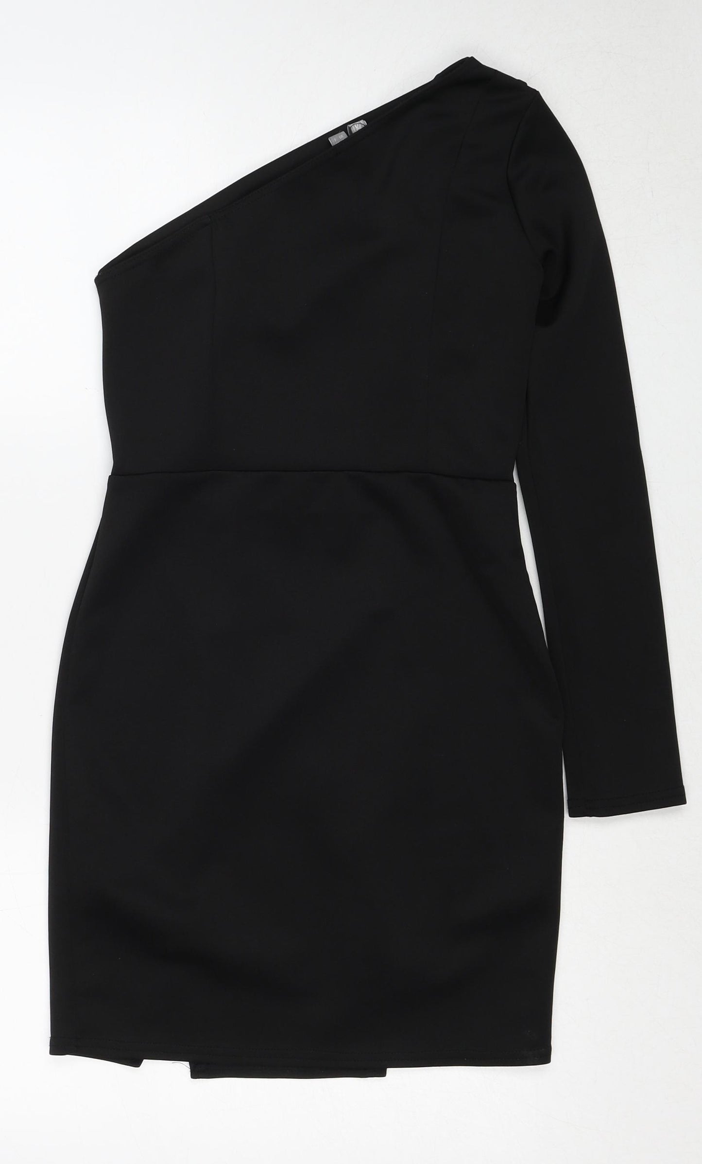 ASOS Womens Black Polyester Mini Size 8 One Shoulder Pullover
