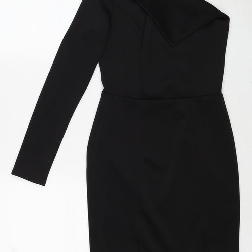ASOS Womens Black Polyester Mini Size 8 One Shoulder Pullover