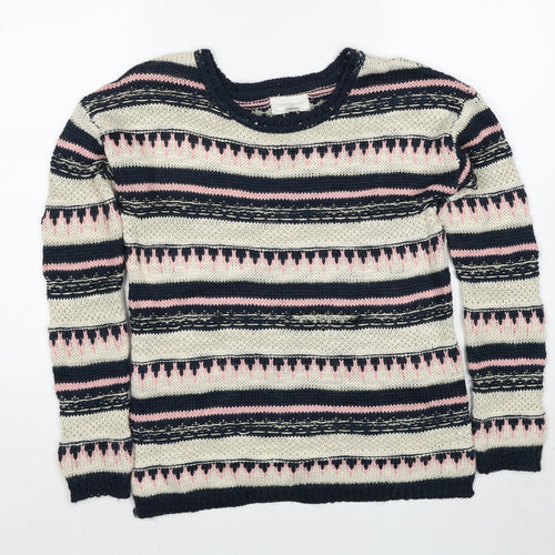 Springfield Womens Multicoloured Boat Neck Geometric Polyester Pullover Jumper Size M