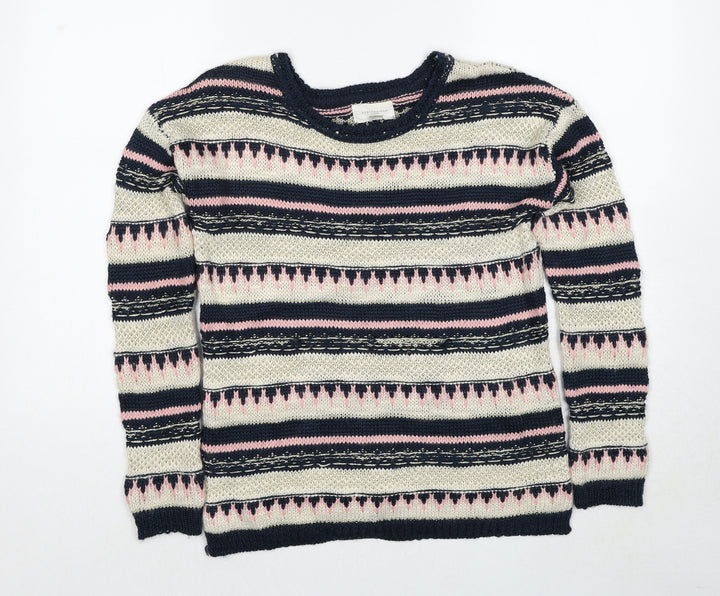 Springfield Womens Multicoloured Boat Neck Geometric Polyester Pullover Jumper Size M