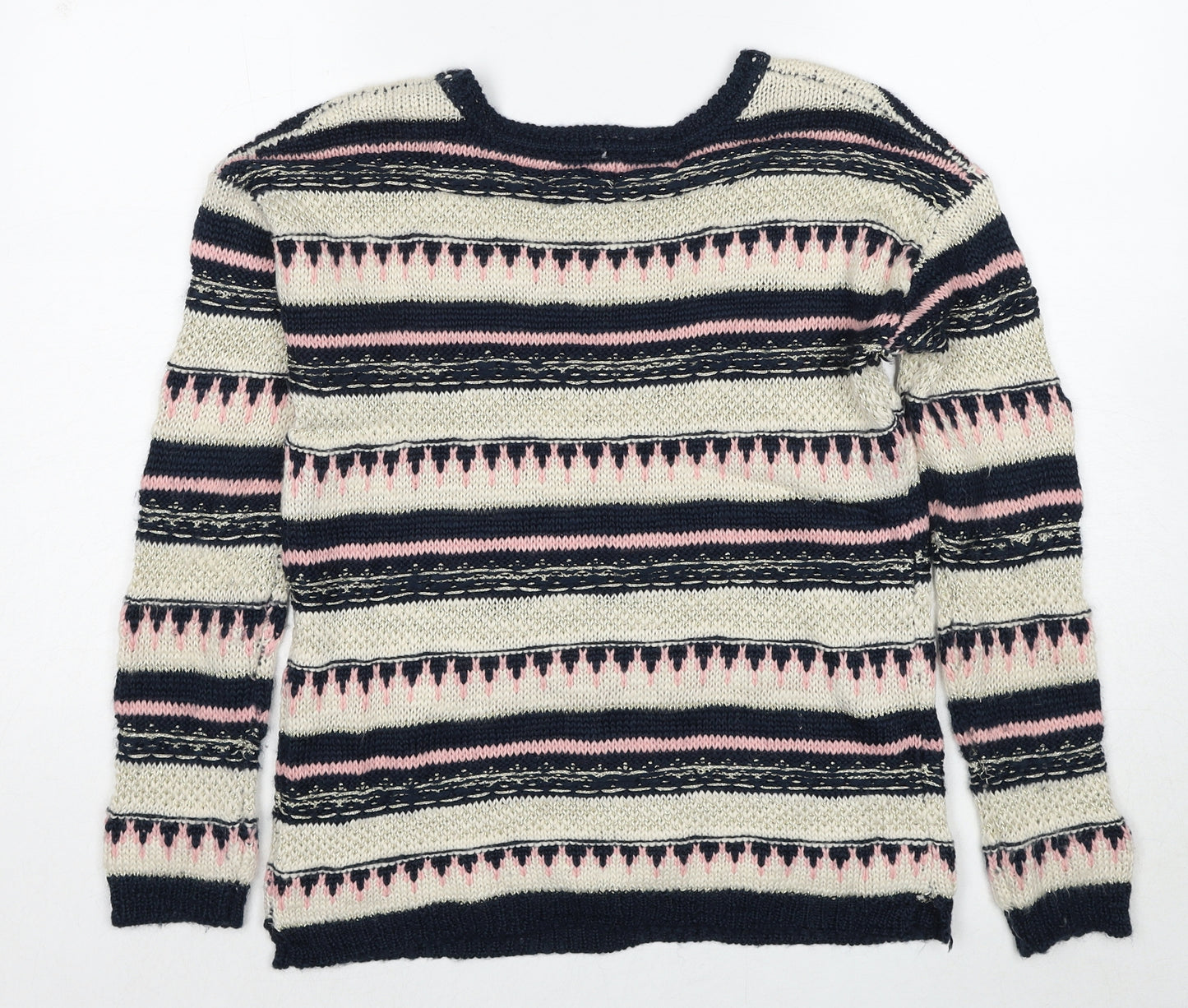 Springfield Womens Multicoloured Boat Neck Geometric Polyester Pullover Jumper Size M