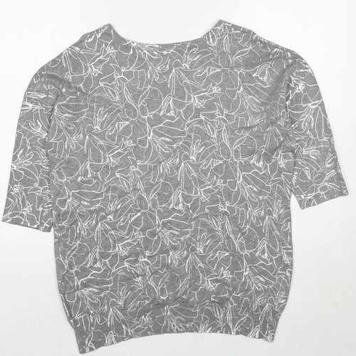 Klass Womens Grey Boat Neck Geometric Viscose Pullover Jumper Size L