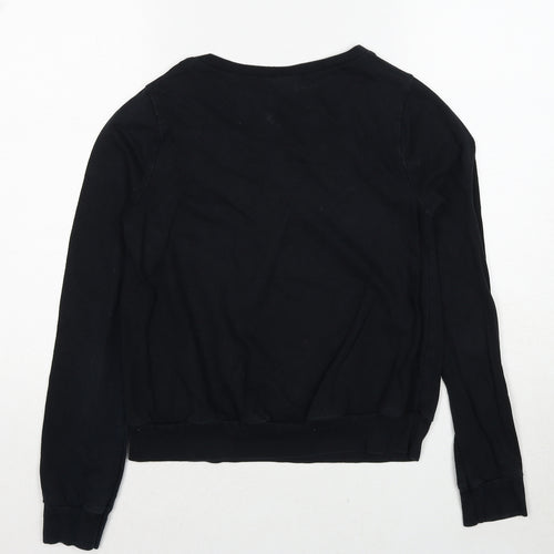 Topshop Womens Black Cotton Pullover Sweatshirt Size 6 Pullover