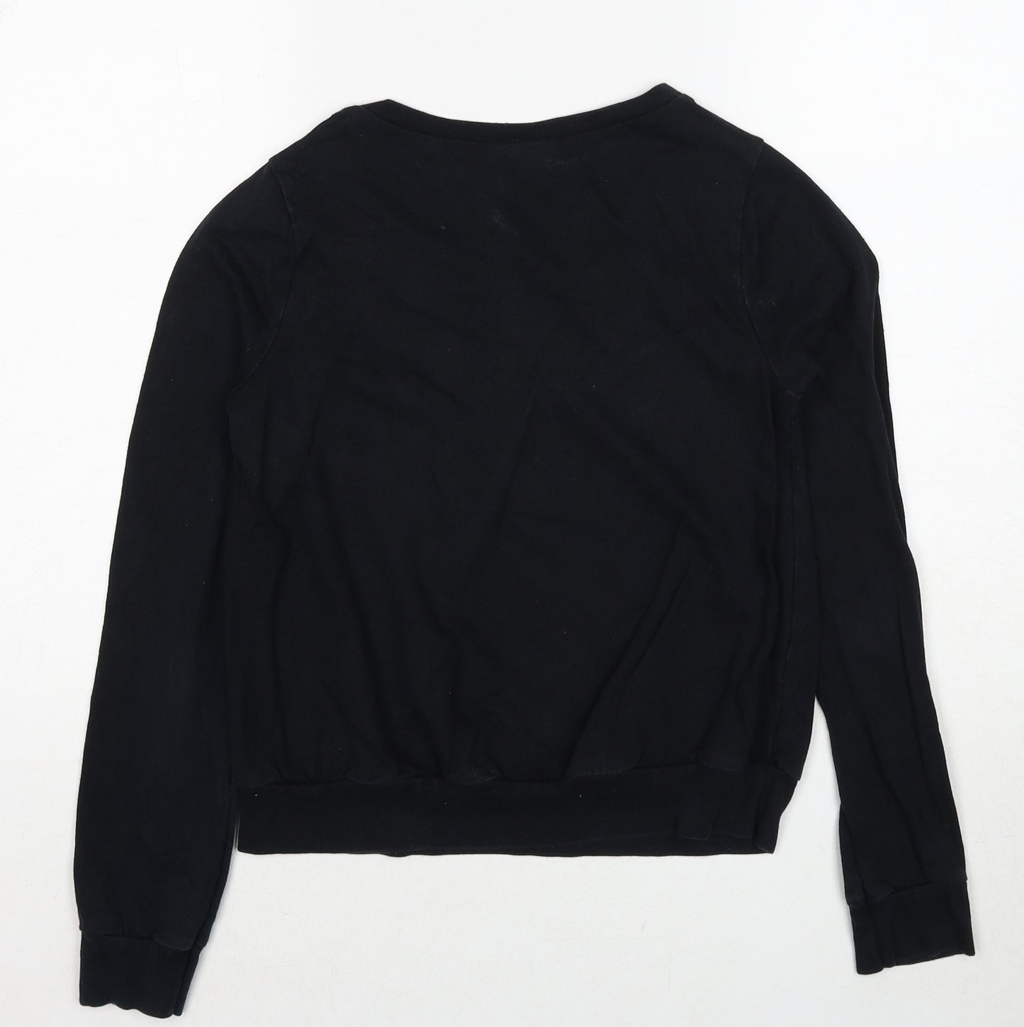Topshop Womens Black Cotton Pullover Sweatshirt Size 6 Pullover