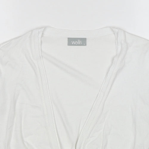 Wallis Womens White V-Neck Viscose Cardigan Jumper Size S - Tie Front