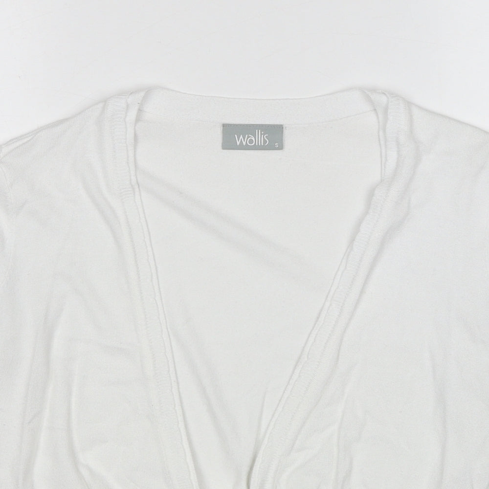 Wallis Womens White V-Neck Viscose Cardigan Jumper Size S - Tie Front