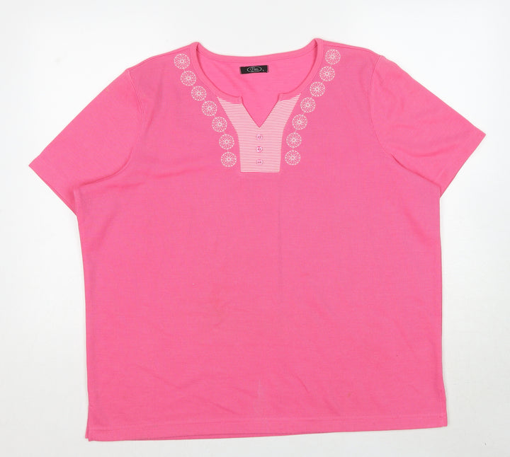 Bonmarché Womens Pink V-Neck Polyester Pullover Jumper Size L