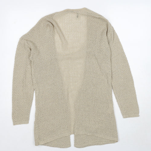 Boohoo Womens Beige V-Neck Acrylic Cardigan Jumper Size S - Size S/M