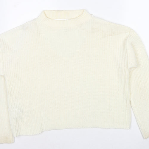 Divided by H&M Womens Ivory V-Neck Acrylic Pullover Jumper Size M