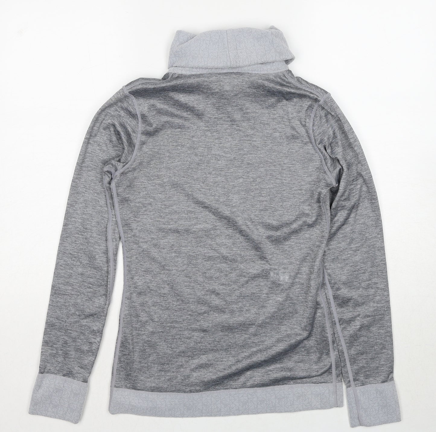DECATHLON Womens Grey Polyester Basic T-Shirt Size XS Roll Neck Pullover