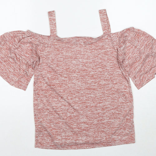 Klass Womens Red Viscose Basic Blouse Size S Off the Shoulder